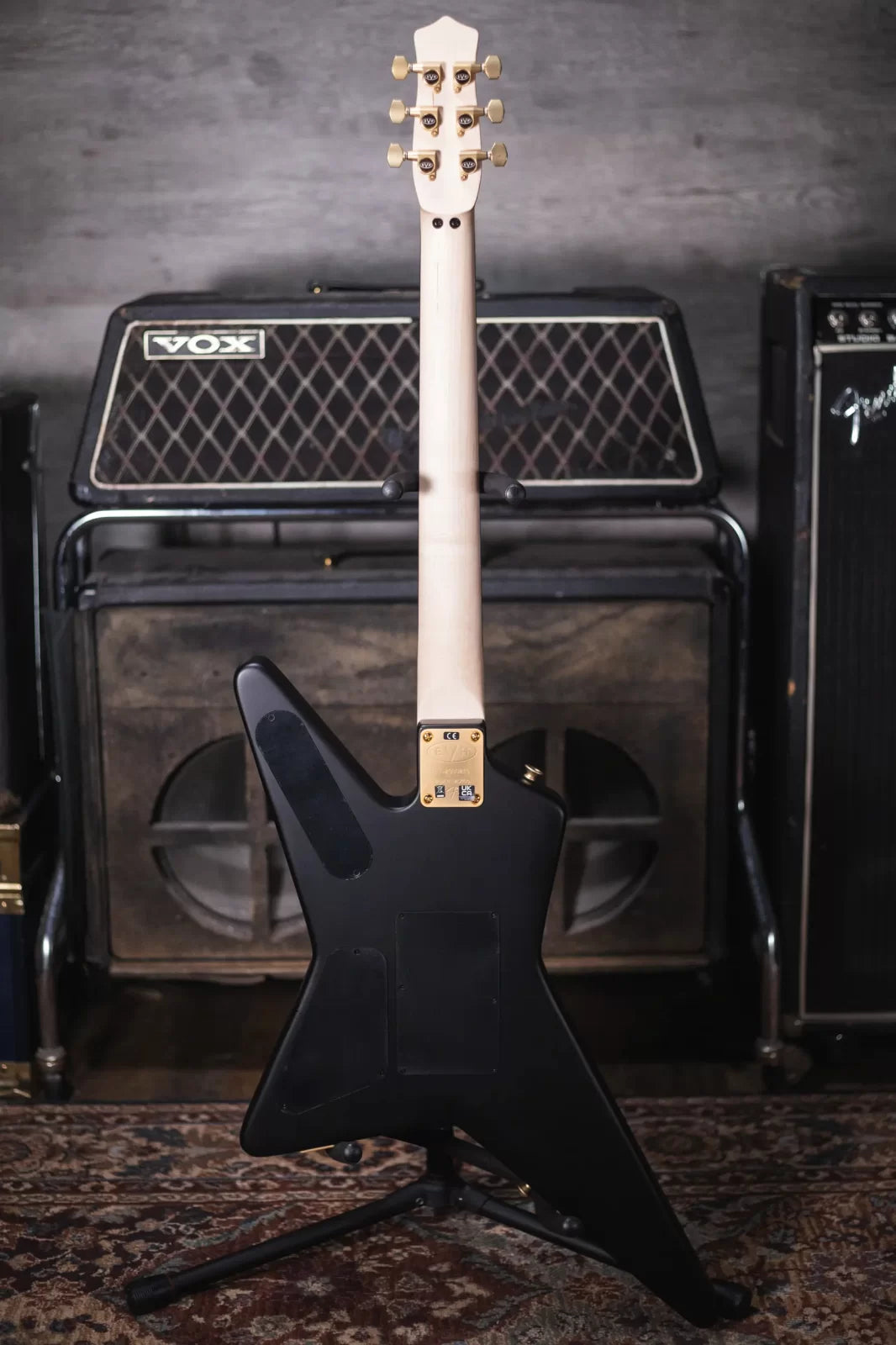 EVH Limited Edition Star, Ebony Fingerboard - Stealth Black with Gold Hardware and Star/Shark Economy Gig Bag - Floor Model