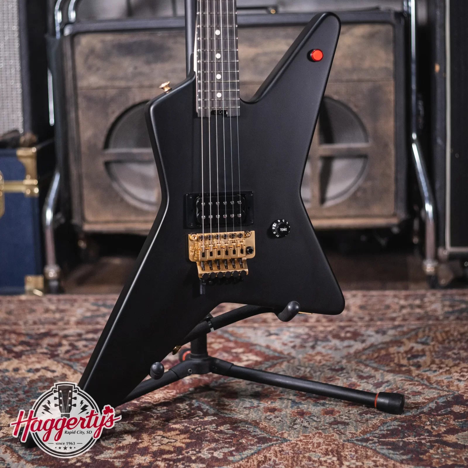EVH Limited Edition Star, Ebony Fingerboard - Stealth Black with Gold Hardware and Star/Shark Economy Gig Bag - Floor Model