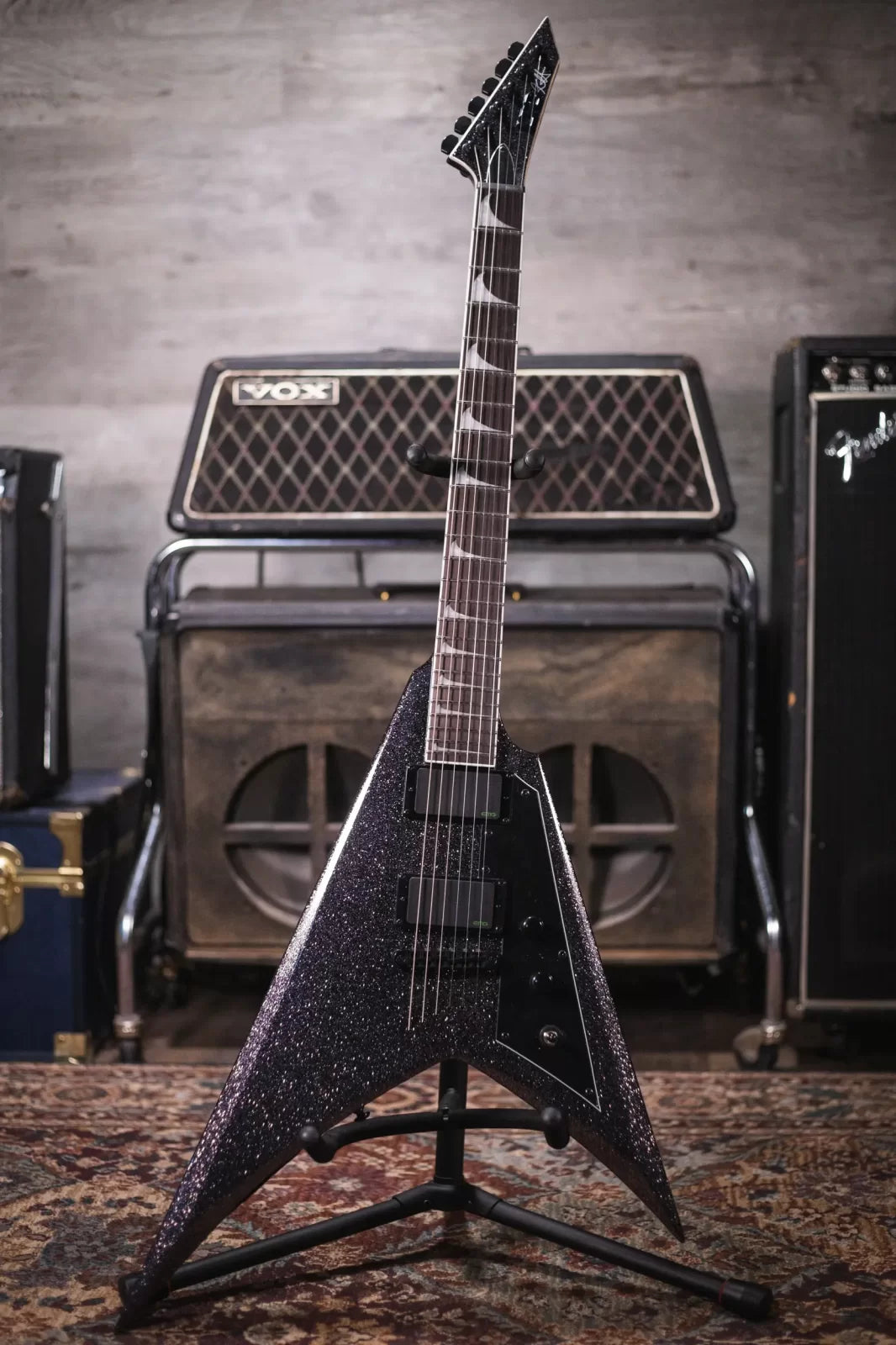 ESP LTD KH-V Kirk Hammett Signature Electric Guitar - Black Sparkle
