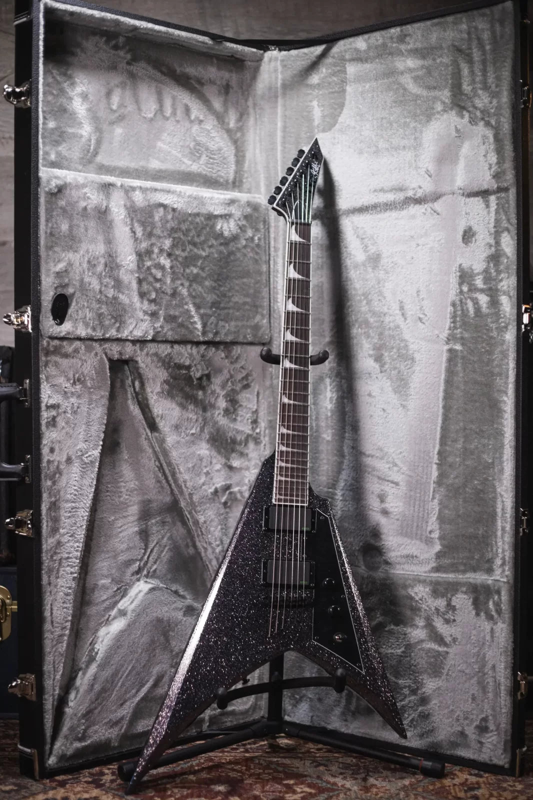 ESP LTD KH-V Kirk Hammett Signature Electric Guitar - Black Sparkle