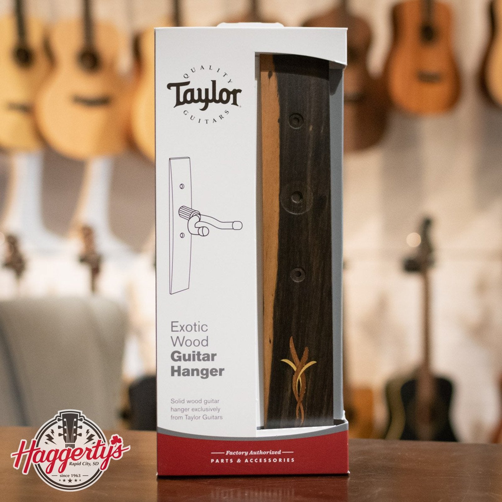 Taylor Bouquet Guitar Hanger - Ebony, Wood Inlay