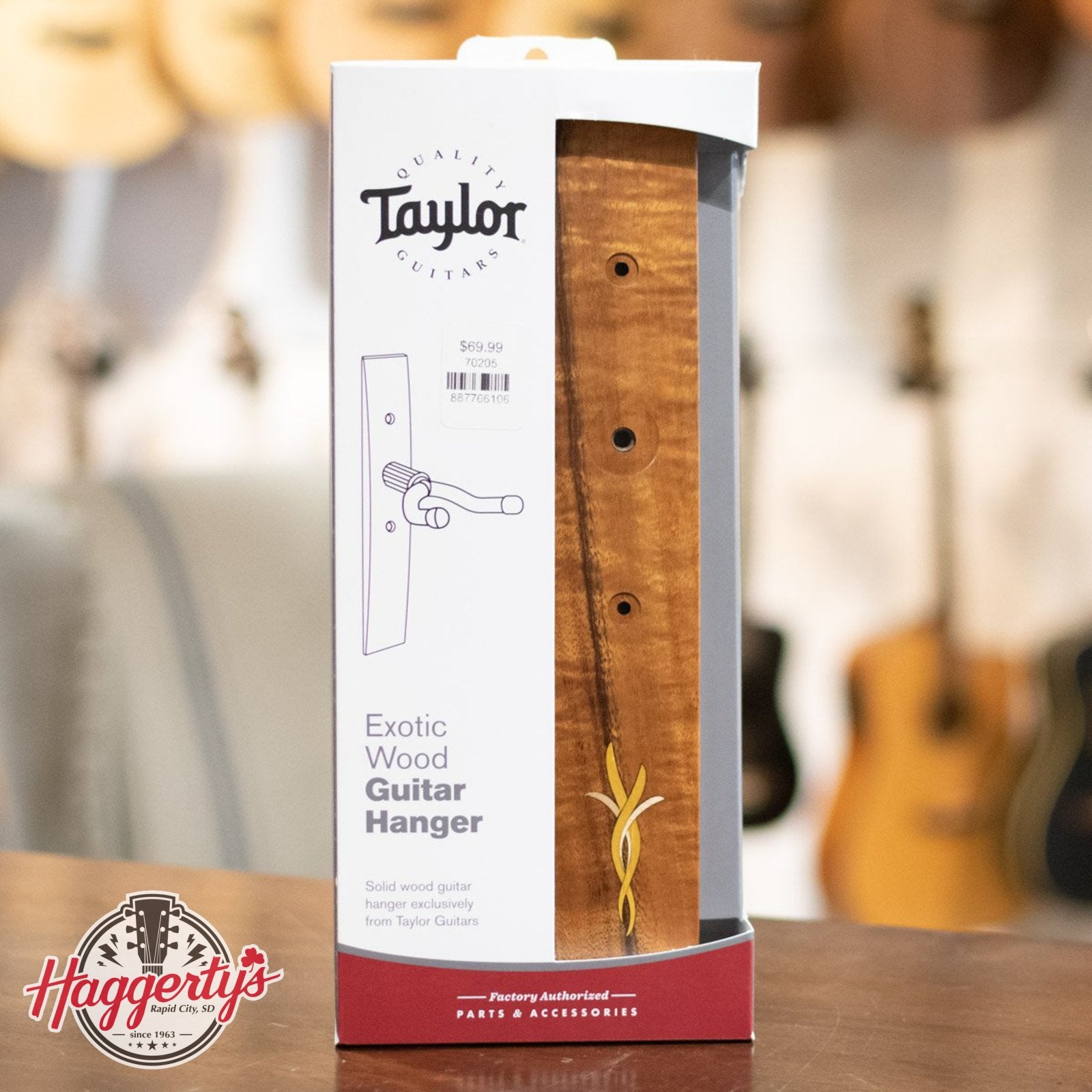 Taylor Bouquet Guitar Hanger - Koa, Wood Inlay