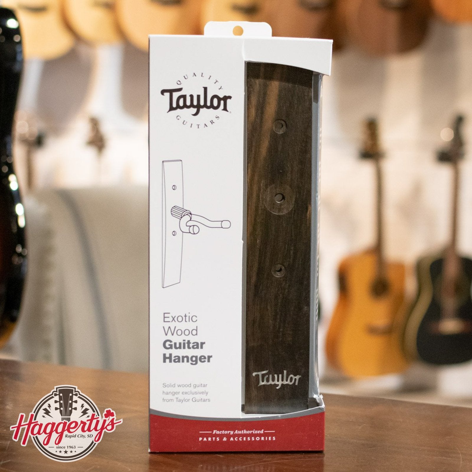 Taylor Guitar Wall Hanger - Ebony, Acrylic Logo Inlay - Floor Model