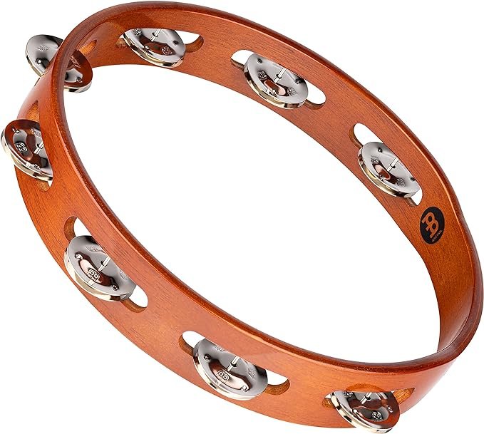 Meinl Percussion 10" Traditional Wood Tambourine, Single row, Nickel plated steel jingles