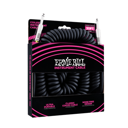 Ernie Ball P06044 Coiled Instrument Cable Straight/Straight Black