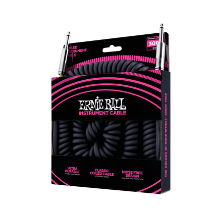 Ernie Ball P06044 Coiled Instrument Cable Straight/Straight Black