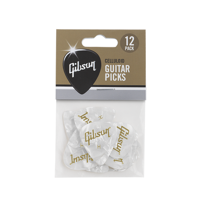 Gibson White Pearl Guitar Picks 12-Pack Heavy