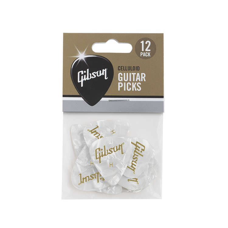 Gibson White Pearl Guitar Picks 12-Pack Heavy