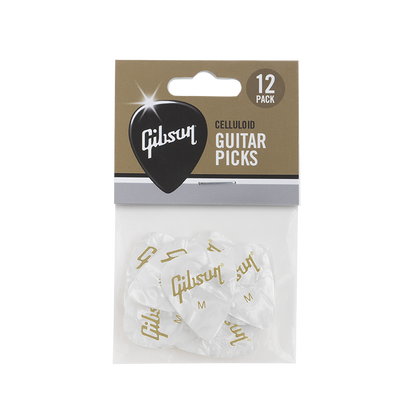 Gibson White Pearl Guitar Picks 12-Pack Medium