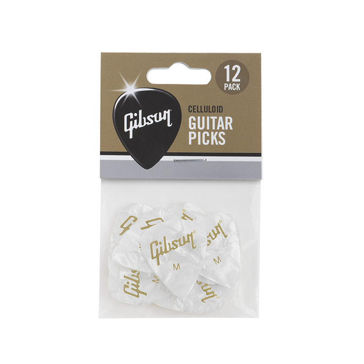 Gibson White Pearl Guitar Picks 12-Pack Medium