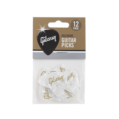 Gibson White Pearl Guitar Picks 12-Pack Thin