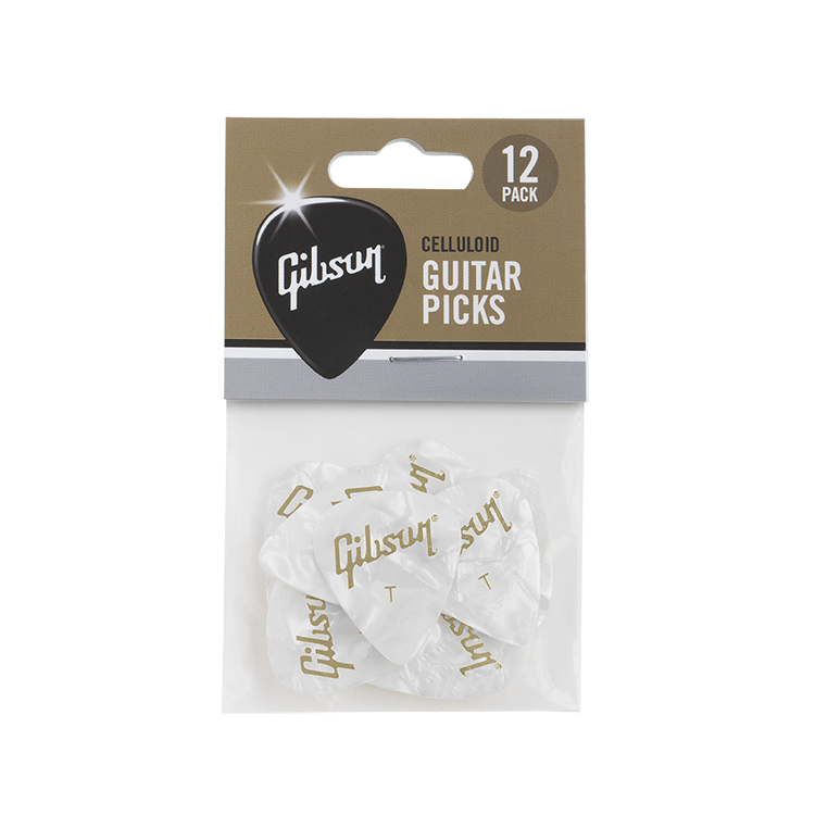 Gibson White Pearl Guitar Picks 12-Pack Thin