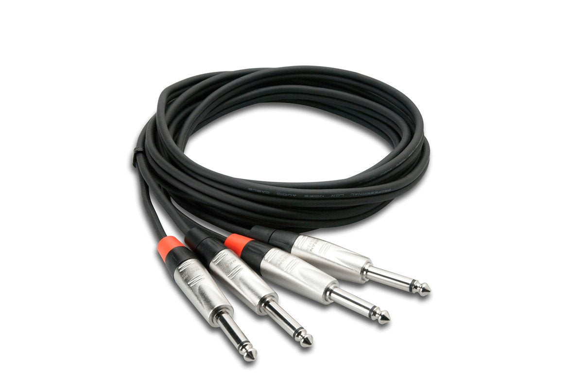 Hosa HPP-010X2 Pro Stereo Interconnect Dual REAN 1/4 in TS to Same 10 ft