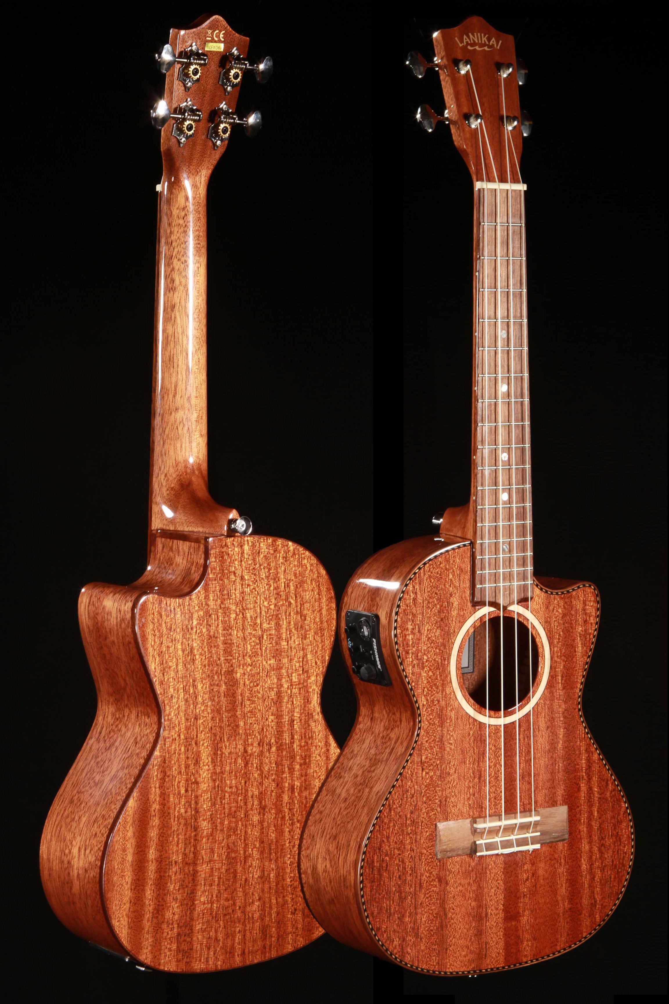 Lanikai MAS-CET Solid Mahogany Tenor Ukulele Cutaway with Electronics