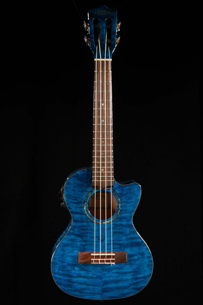 Lanikai QM-BLCET Blue Quilted Maple Tenor Ukulele with Electronics