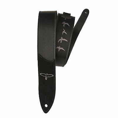 PRS Premium Leather Guitar Strap Birds Embroidery Black