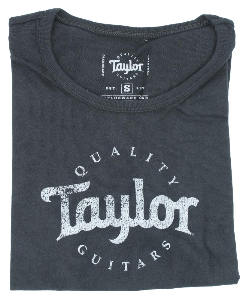 Taylor Ladies Short Sleeve T-Shirt Black White Logo - Large