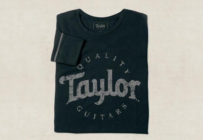 Taylor Mens Long Sleeve Thermal Shirt Aged Logo Black - Small