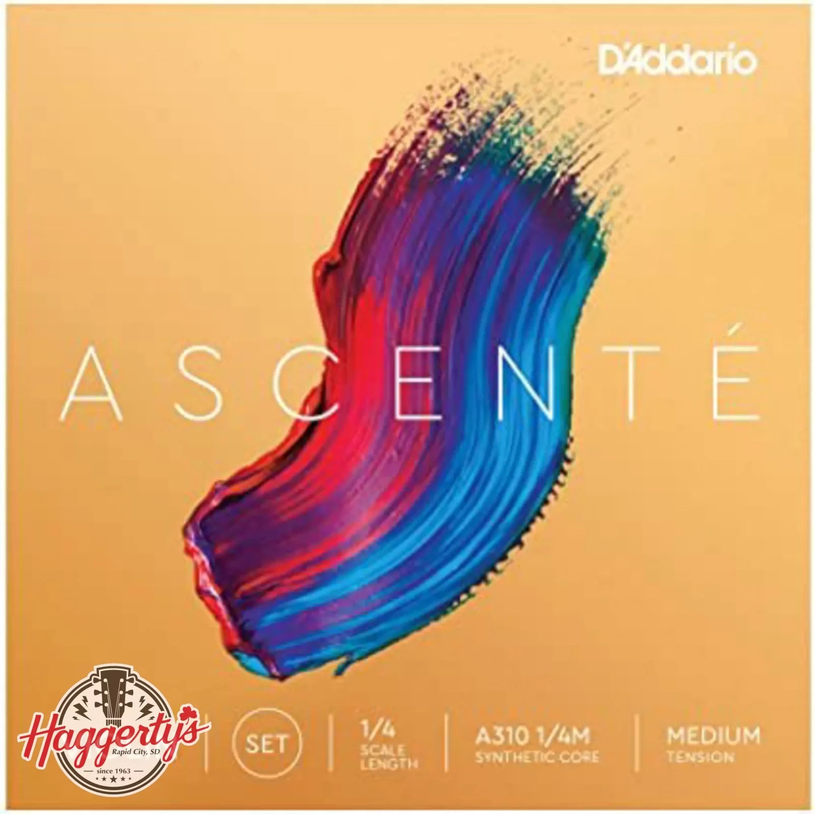 D'Addario Ascenté Violin String Set, 1/4 Scale, Medium Tension