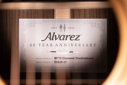 Alvarez MF70 Masterworks Limited 60th Diamond Anniversary OM Acoustic Guitar - Shadowburst