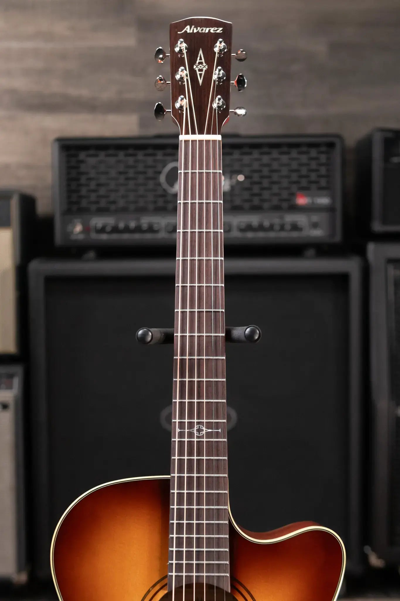 Alvarez Masterworks MF60ce Folk/OM Acoustic/Electric Guitar - Shadowburst with Hardshell Case