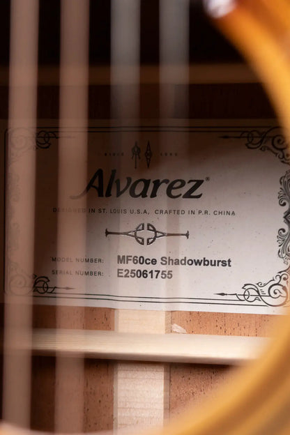 Alvarez Masterworks MF60ce Folk/OM Acoustic/Electric Guitar - Shadowburst with Hardshell Case