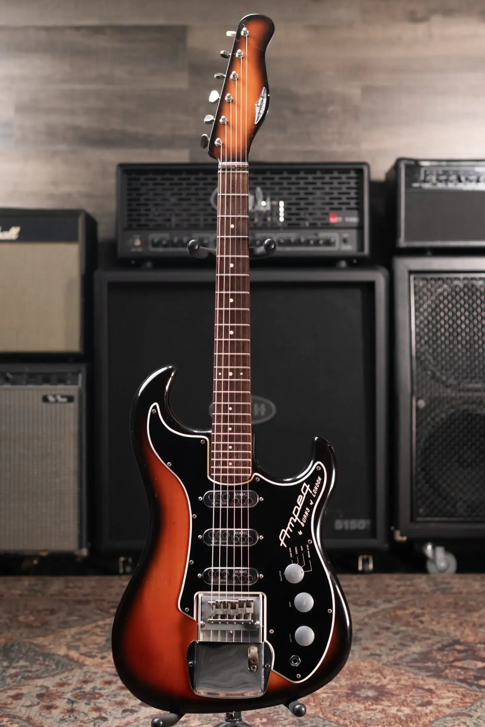 Ampeg Burns Split Sound Electric Guitar - Sunburst with Ampeg Tolex Case - Used