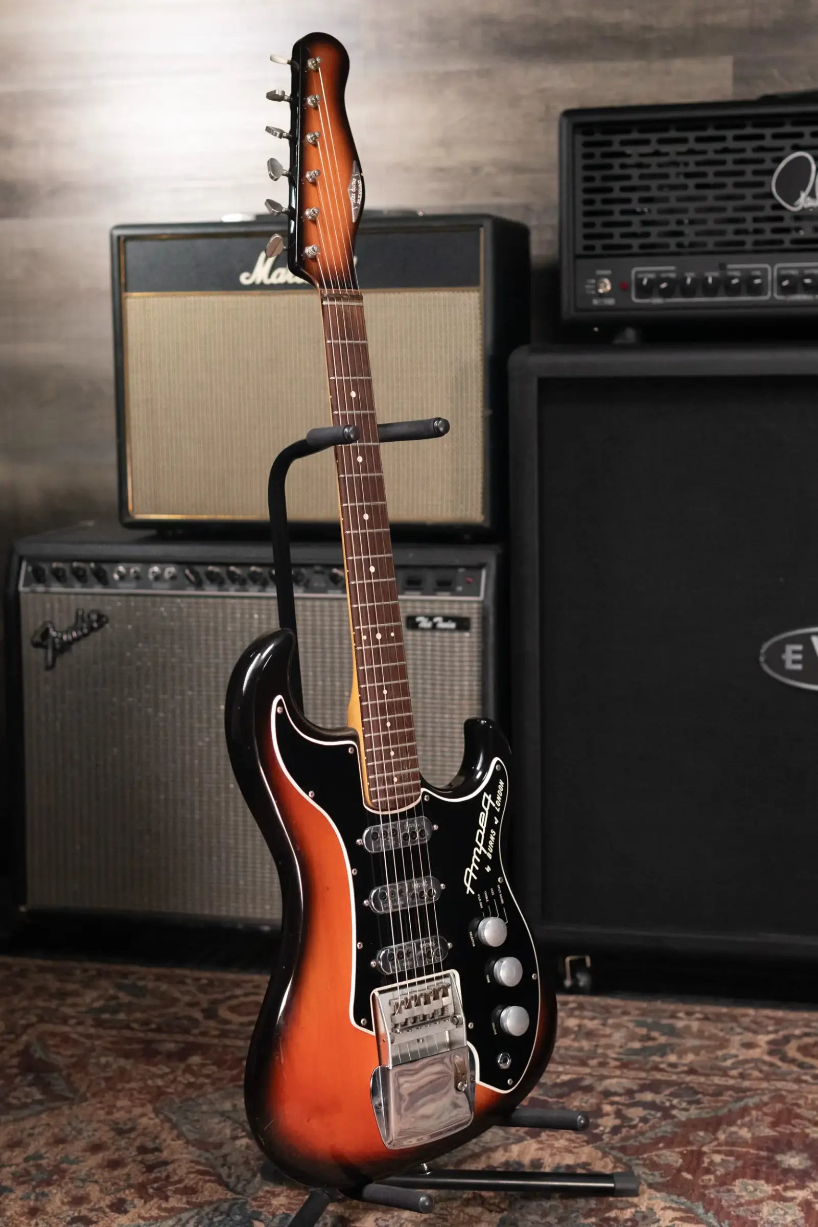 Ampeg Burns Split Sound Electric Guitar - Sunburst with Ampeg Tolex Case - Used