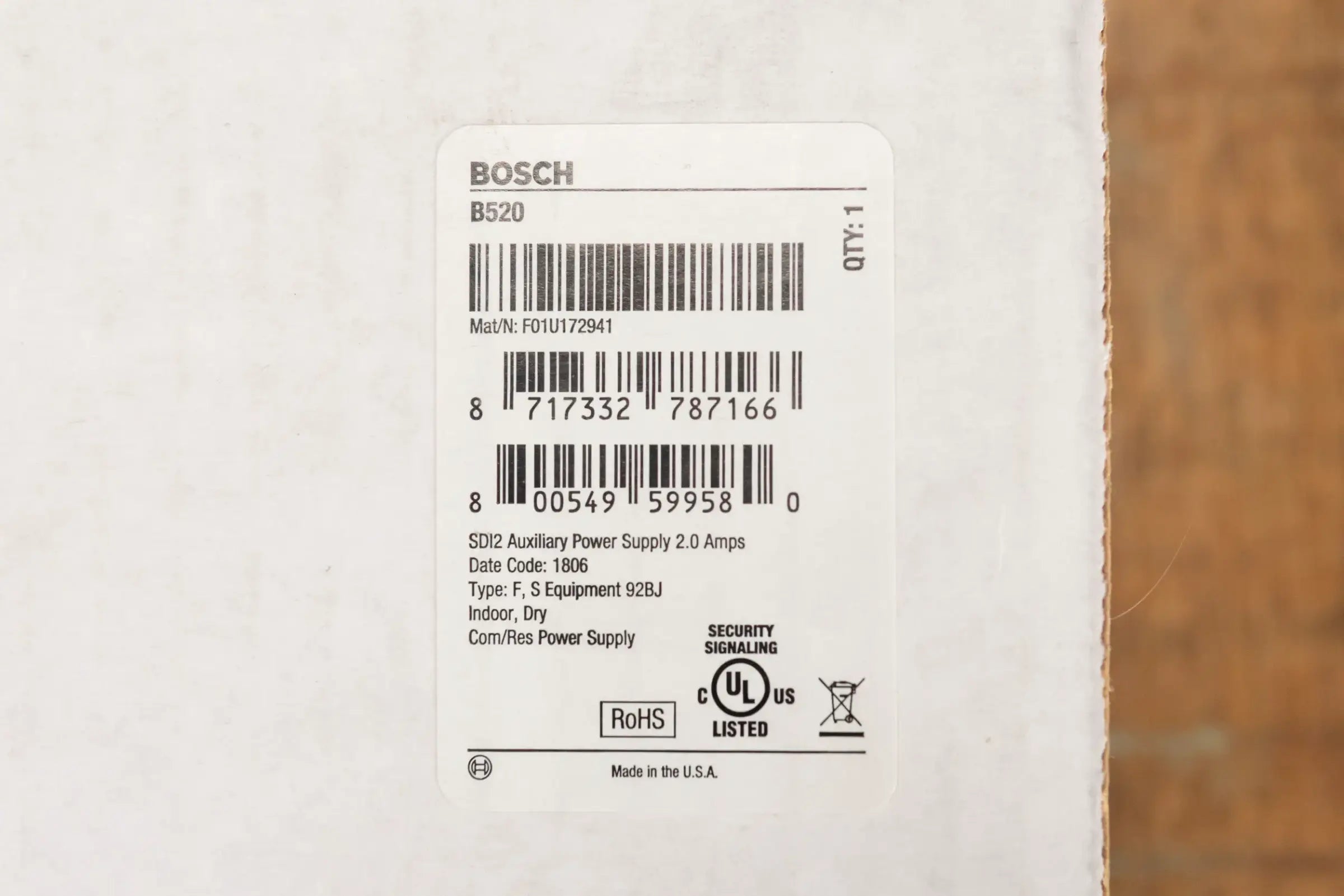 BOSCH B520 Auxiliary Power Supply Module, 2A 12V - Used
