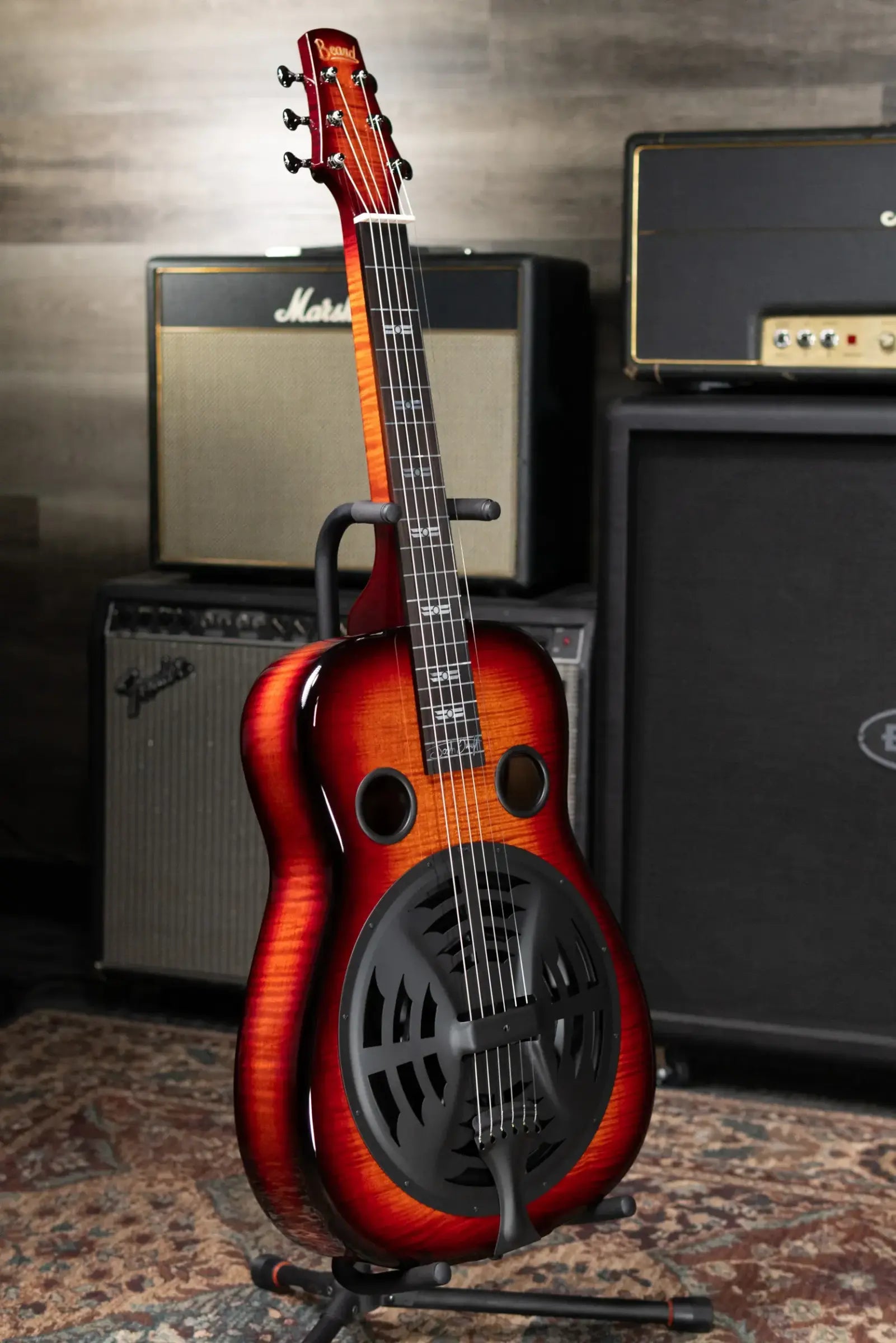 Beard Custom Josh Swift Signature Acoustic/Electric Resonator - Phoenix Tri-Color Sunburst with Hardshell Case