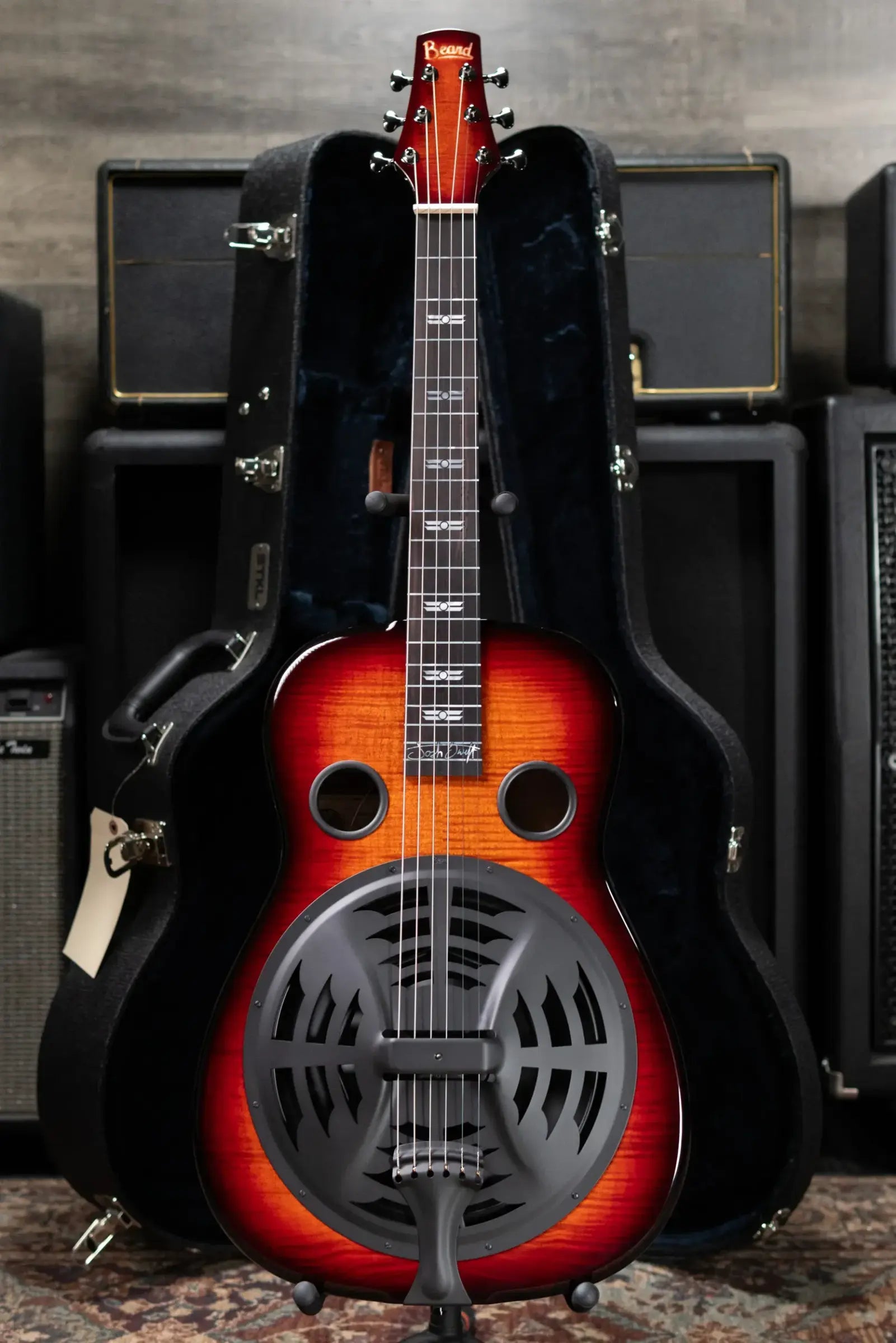 Beard Custom Josh Swift Signature Acoustic/Electric Resonator - Phoenix Tri-Color Sunburst with Hardshell Case