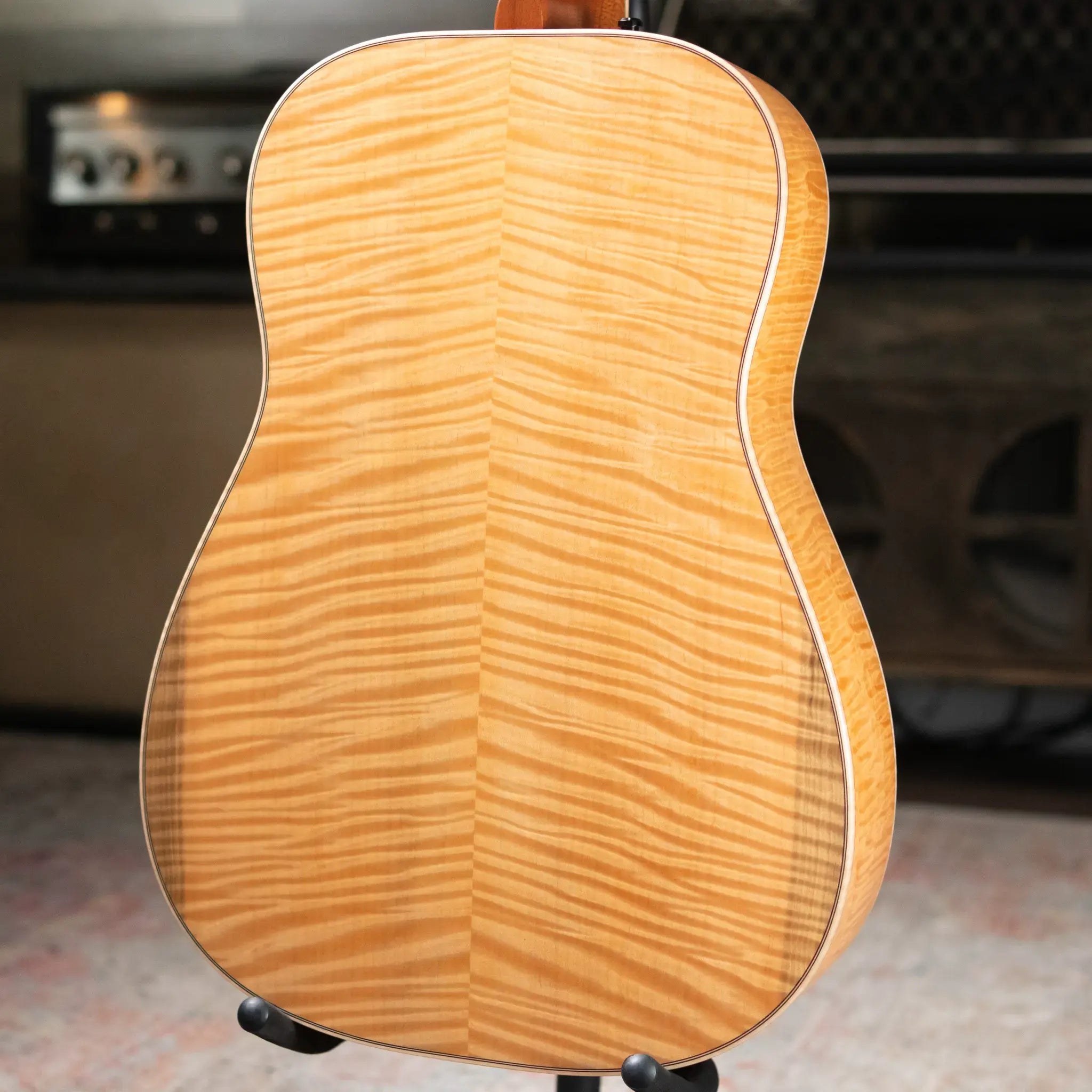 Beard Custom Legacy E RN Figured Redwood/Master Curly Maple Resonator - Natural Flat Satin Finish with Hardshell Case