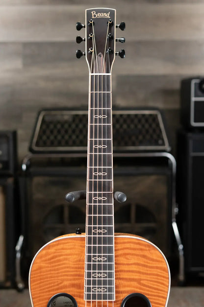 Beard Custom Legacy E RN Figured Redwood/Master Curly Maple Resonator - Natural Flat Satin Finish with Hardshell Case
