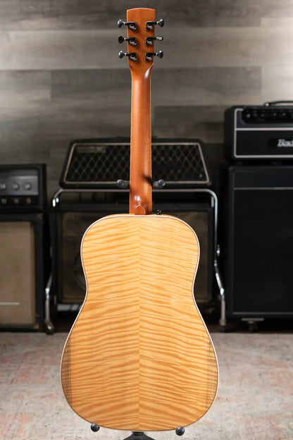 Beard Custom Legacy E RN Figured Redwood/Master Curly Maple Resonator - Natural Flat Satin Finish with Hardshell Case
