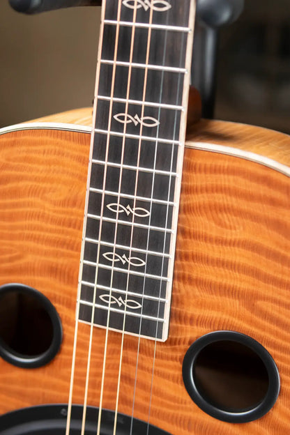 Beard Custom Legacy E RN Figured Redwood/Master Curly Maple Resonator - Natural Flat Satin Finish with Hardshell Case