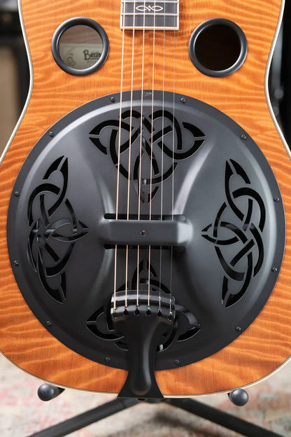 Beard Custom Legacy E RN Figured Redwood/Master Curly Maple Resonator - Natural Flat Satin Finish with Hardshell Case