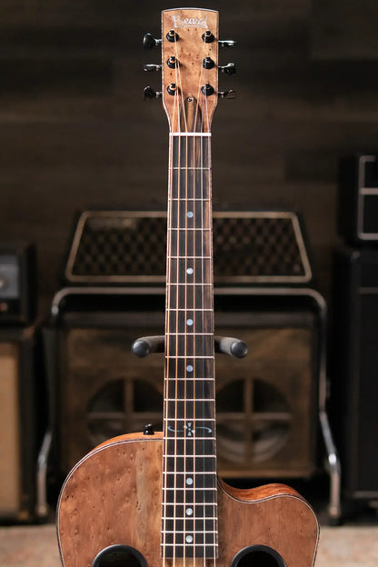Beard Custom Shop Legacy E Round Neck Acoustic Guitar - Natural Curly Walnut with Hardshell Case