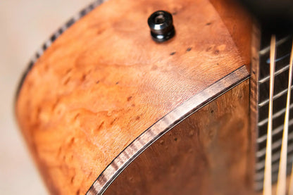 Beard Custom Shop Legacy E Round Neck Acoustic Guitar - Natural Curly Walnut with Hardshell Case