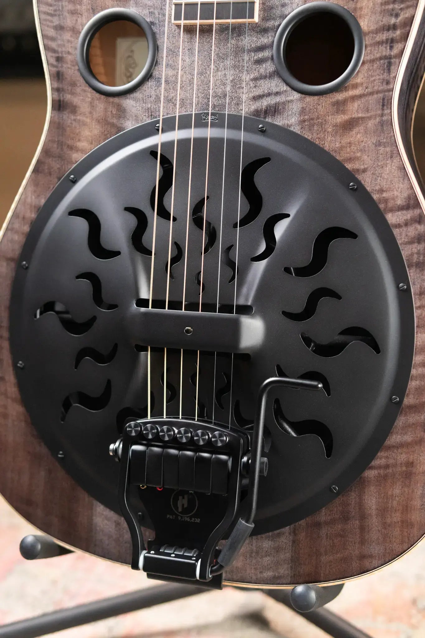 Beard Legacy-E HipShot DoubleShot Square Neck Resonator Guitar - Black Ice 2-Tone Custom Horse Chestnut with Hardshell Case