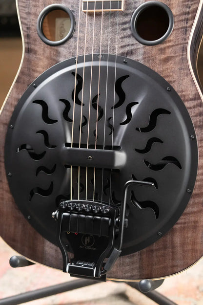Beard Legacy-E HipShot DoubleShot Square Neck Resonator Guitar - Black Ice 2-Tone Custom Horse Chestnut with Hardshell Case