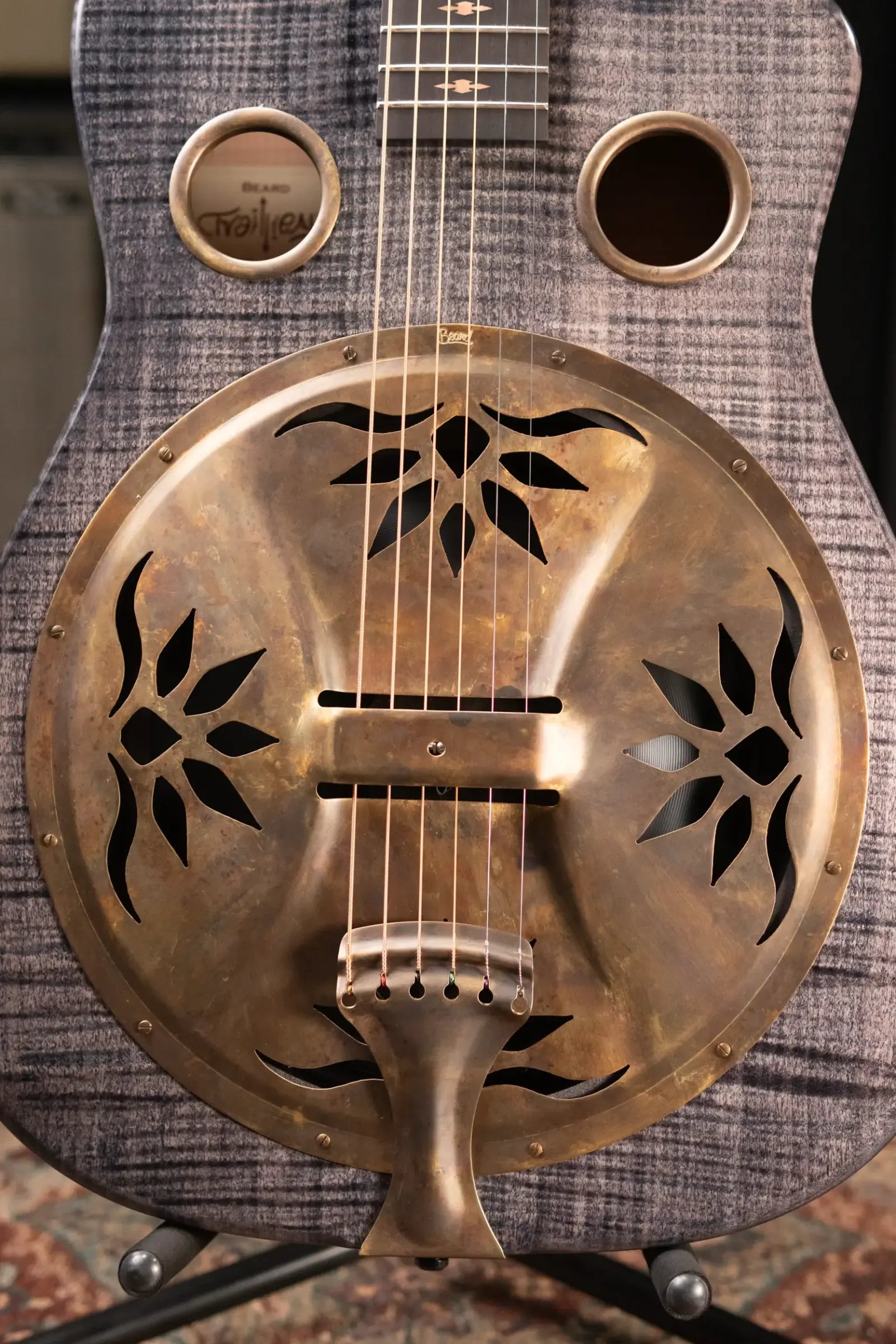 Beard Trailhead E RN Cutaway Acoustic Resonator - Black Ice Curly Maple with Hardshell Case