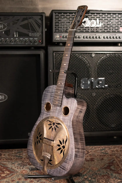 Beard Trailhead E RN Cutaway Acoustic Resonator - Black Ice Curly Maple with Hardshell Case