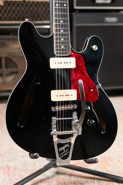 BilT Volare Custom Semi-Hollowbody Electric Guitar - Black with Hardshell Case - Used