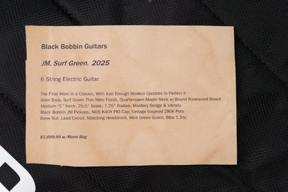 Black Bobbin Custom JM Electric Guitar Surf Green with Mono Gig Bag - Used