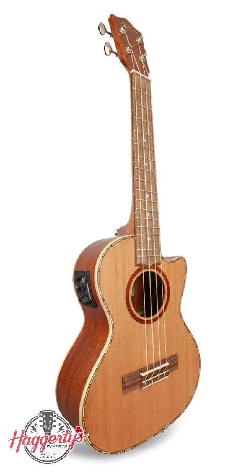 Lanikai CDST-CET Cedar Solid Top Tenor Ukulele Cutaway with Electronics