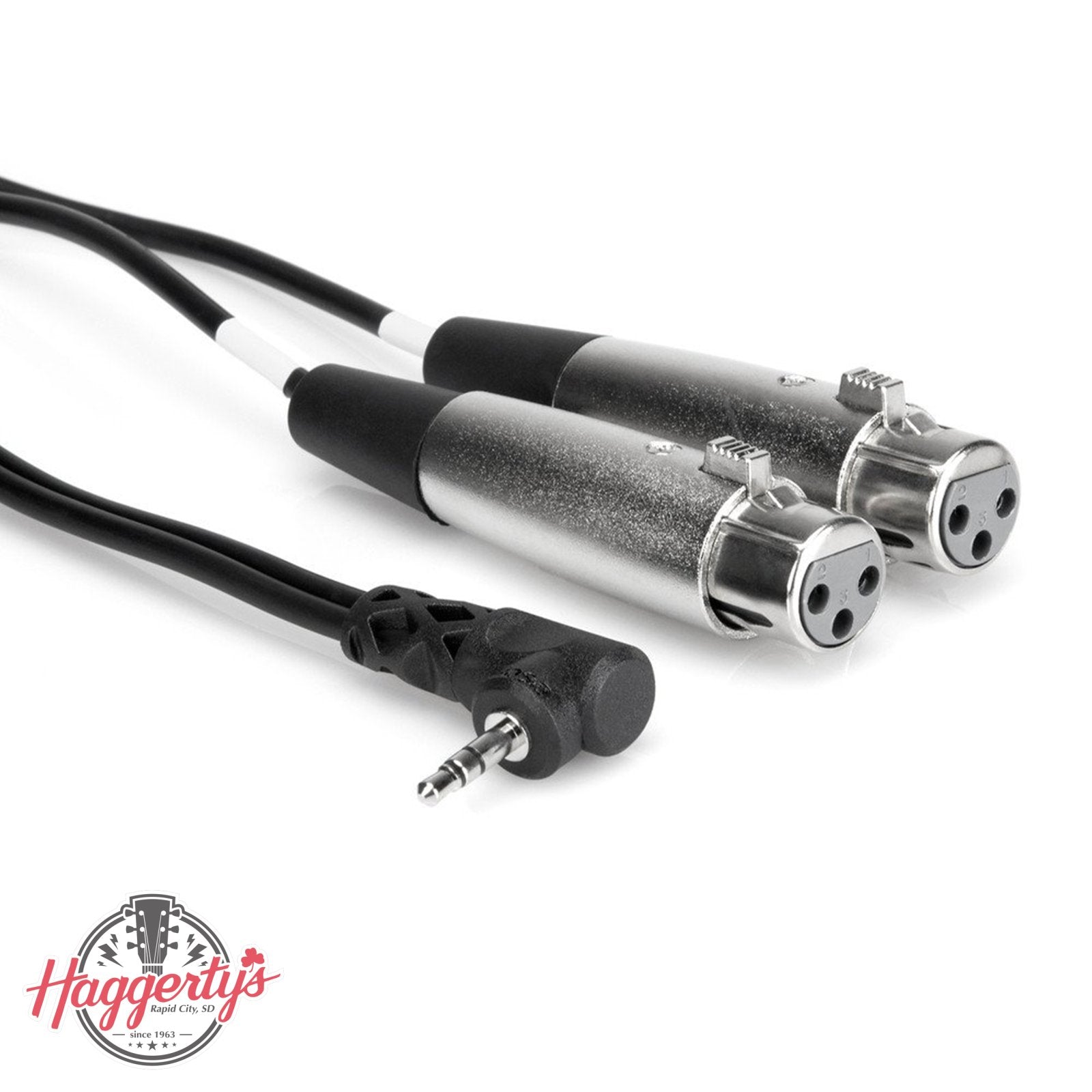 Hosa CYX-402F Right Angle 3.5mm Male to Dual XLR Female 2ft