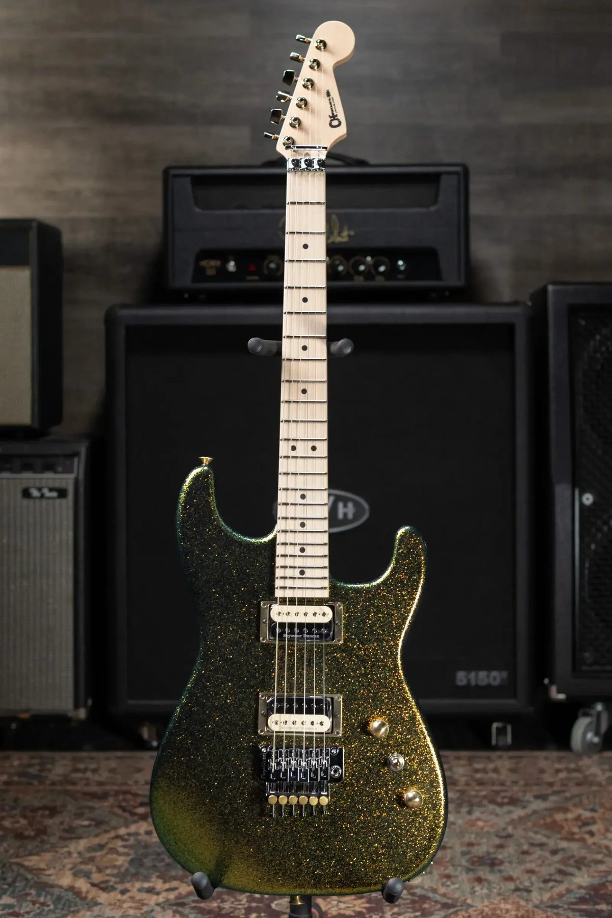 Charvel Custom Shop San Dimas Special Edition 2H FR Electric Guitar - Scarab Sparkle with Hardshell Case