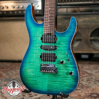Charvel MJ DK24 HSH 2PT W Mahogany with Flame Maple, Wenge Fingerboard - Caribbean Burst with Multi-Fit Hardshell Gig Bag
