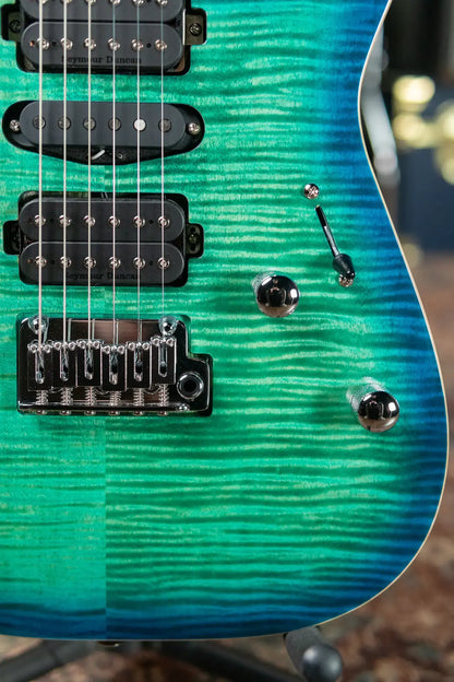 Charvel MJ DK24 HSH 2PT W Mahogany with Flame Maple, Wenge Fingerboard - Caribbean Burst with Multi-Fit Hardshell Gig Bag