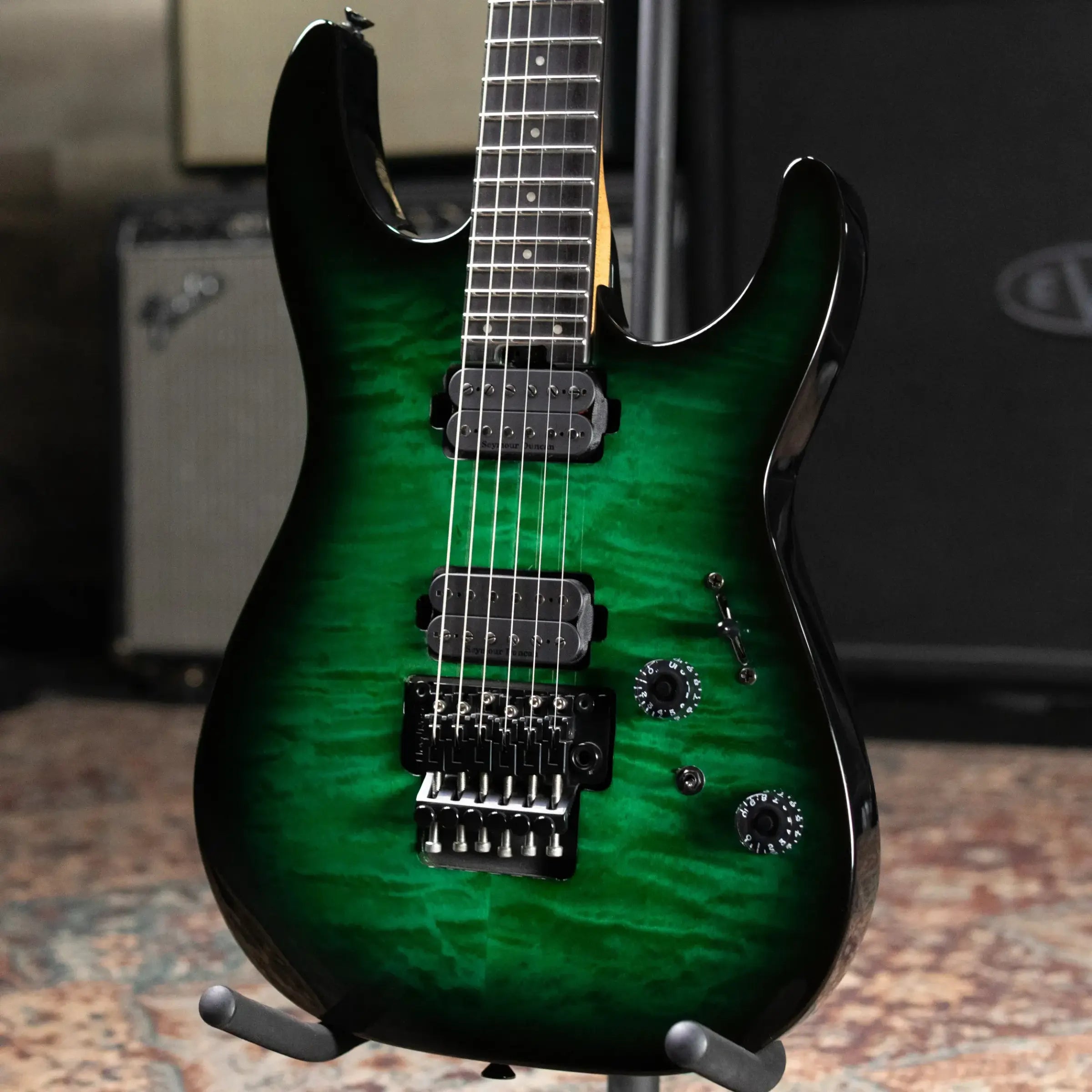 Charvel Pro-Mod Plus Dinky DK24 HH FR QM EB Electric Guitar - Cloaked Emerald Green with Gig Bag